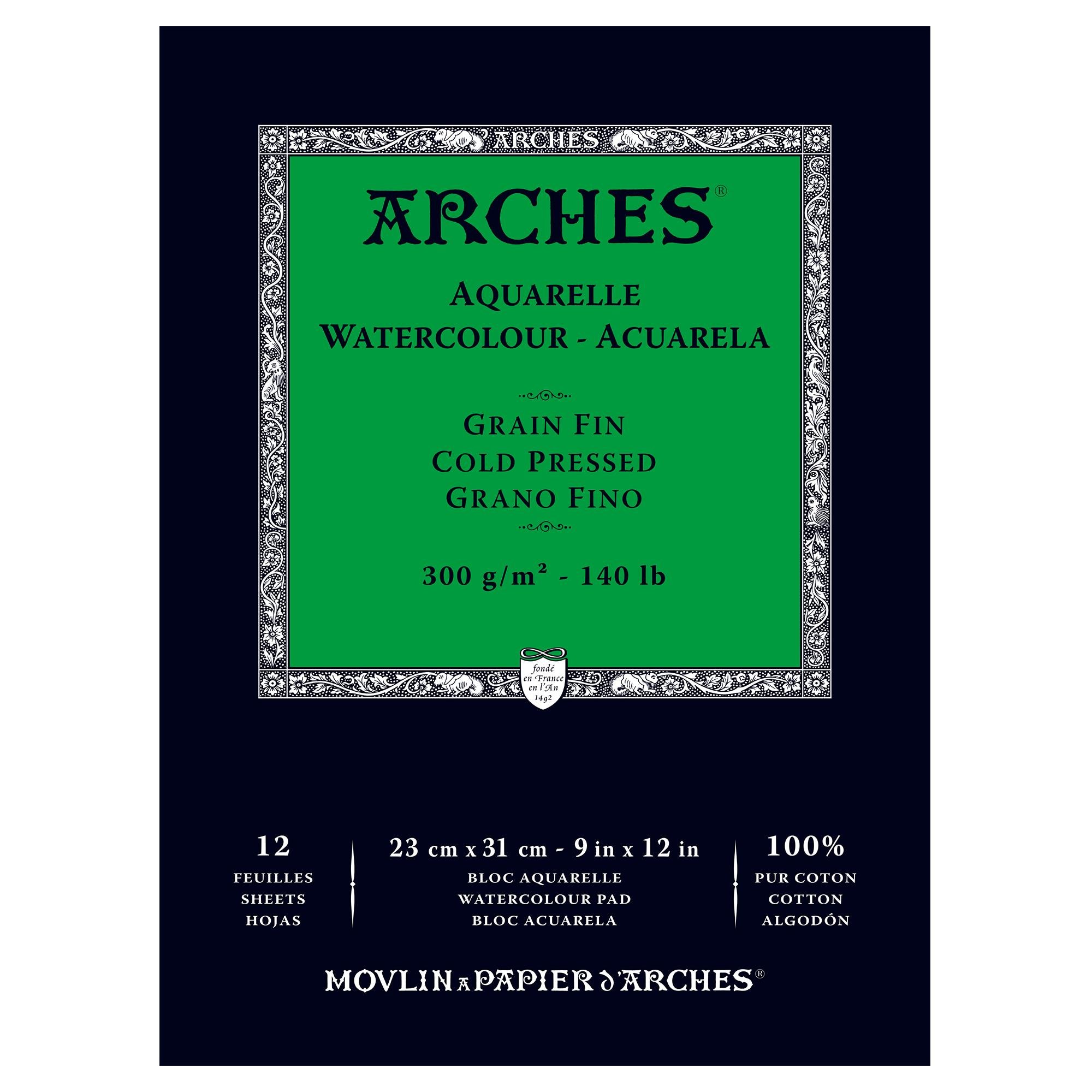 Arches Watercolor Paper Pad, 140 pound, Cold Press, 9