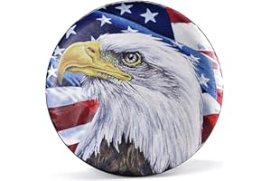 Jayke Joy Spare Tire Cover, Wheel Cover with American Eagle US Flag PVC Leather Waterproof Dust-Proof Universal Fit for Jeep Trailer RV SUV Camper Vehicle (14 Inch)