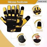 WORK MAXX Mustard Large Gardening Working Gloves Leather Thorn Proof Dexterity view 5