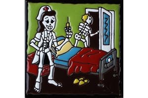 FINE CRAFTS IMPORTS 6x6 The Nurse. Day-of-The-Dead Clay Tile