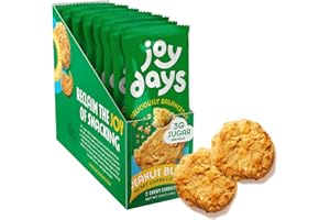 Joydays Peanut Butter Cookies, Low Sugar, Healthy Snacks for Adults and Kids, Snack Packs, Low Glycemic Soft Baked Cookie for Breakfast or Dessert, 3g Protein, 3g Sugar, 5g Fiber, 12 Pack, 24 Cookies