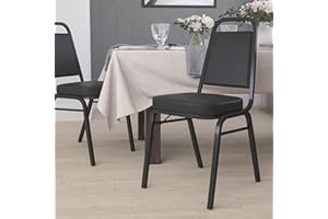 BizChair Trapezoid Back Banquet Chair, Black Vinyl/Black Frame 2.5" Seat