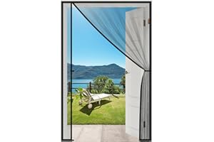 MAGZO Magnetic Screen Door, Fits 36'' x 82'' Door(Mesh Size 38'' x 83''), Left Right Side Opening, Scratch-Proof Polyester, Pet Friendly, Self-Sealing, Heavy Duty, Keep Annoying Creatures Out, Grey