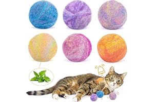 Retro Shaw Cat Toys Balls,Catnip Ball with Bell Inside,Wool Balls Toy with SilverVine Catnip Fill, Upgraded,Interactive Cat Nip Ball for Indoor Kitten Kitty 6 Pcs