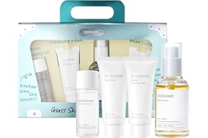 mixsoon Glass Skin Suit Case Set-5-Step Skincare Kit - Hydrating and Radiance-Cleansing Oil, Foam, Essence, Cream 105ml / 3.55 fl.oz. Korean Glass Skin Care