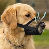 Evollax Dog Muzzle for Large Dogs &ndash; Breathable Air Mesh Muzzle for Large Sized Dog | Adjustable Mussels for Dogs Grooming | Muzzles to Prevent Biting Barking Chewing | Allows Panting and Drinking