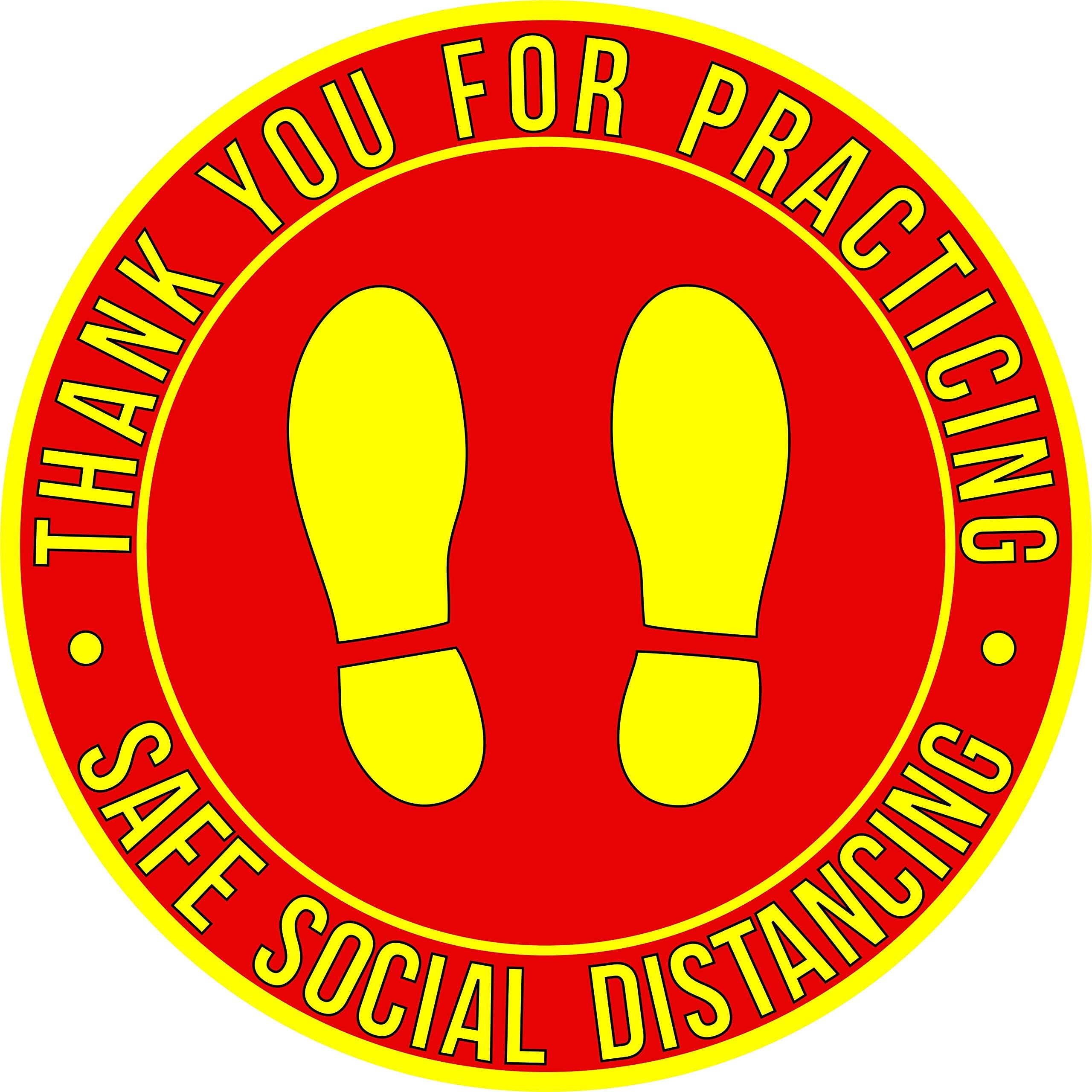 Safe Social Distancing Non-Slip Floor Decal | Round Safe Social Distancing Floor Sticker | COVID-19 Coronavirus Floor Sticker 12" (10)