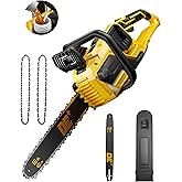 DeForce 16" 40V Cordless Electric Chainsaw, for DeWalt 20V Max Batteries, Brushless Battery Powered Chain Saw, with Auto Oiler, Handheld Chainsaw for Wood Cutting Tree Pruning(Bare Tool Only)