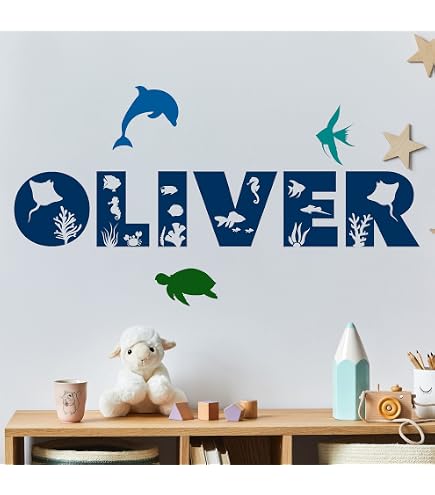 Personalized Ocean Wall Decal - Lighthouse, Whale, Birds With Custom Name & Initial, Up To 40x23 Inches - View #5