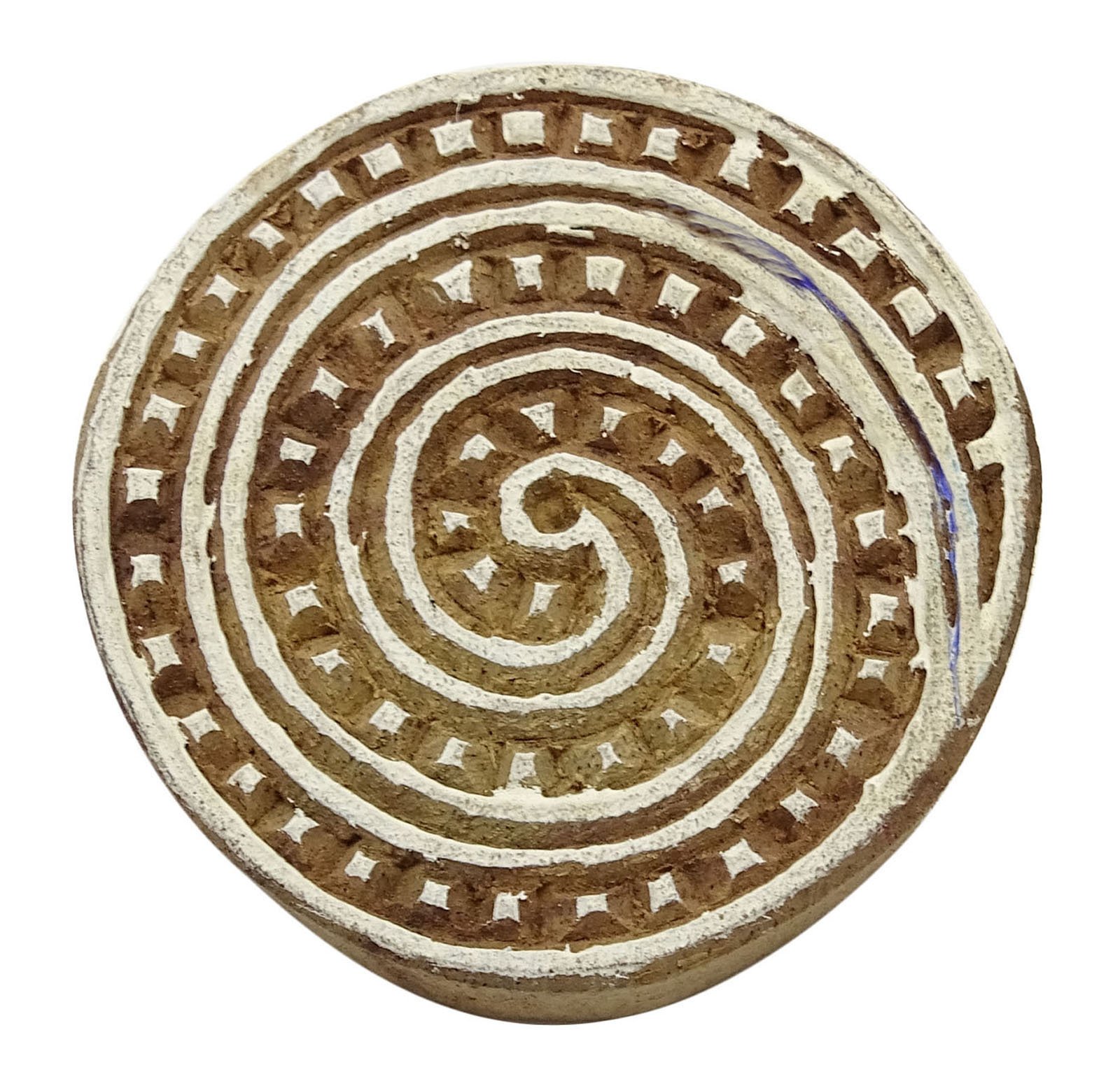 Decorative Wooden Stamp Indian Brown Textile Stamps Spiral Wood Printing Block