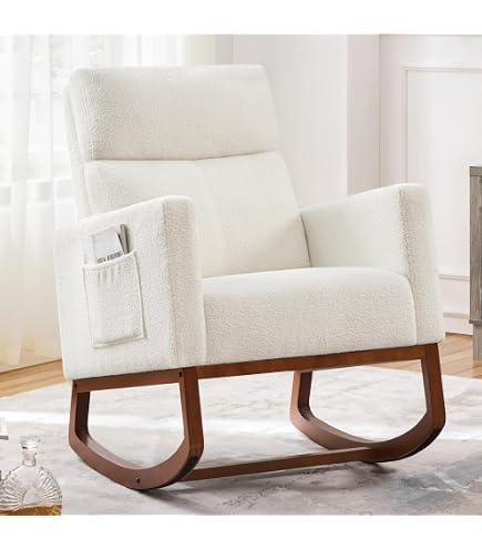Amazon.com: Acme Tristin Rocking Chair, Cream Fabric and White
