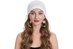 ZLYC Chemo Headwear Pre Tied Head Scarf Headwraps Lightweight Turban Beanie Cap for Women