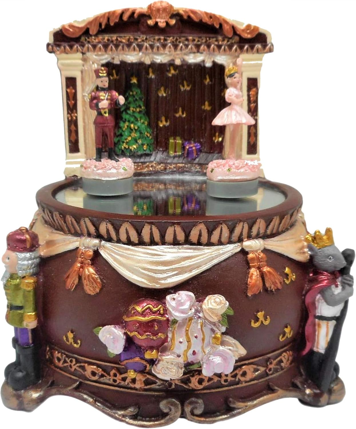 Nutcrackers - Lightahead Nutcracker Musical Skating Pond with Beautiful Toy Solider Couple Skating on The Pond Christmas Music Box Ideal Gift