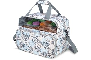 Teamoy Knitting Tote with Inner Dividers for WIP, Yarn Skeins and Knitting Accessories, Yarn Storage Bag with Front Clear Win