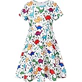 ALISISTER Little Girls Dress Short Sleeve Toddler Summer Sundress 2-9T
