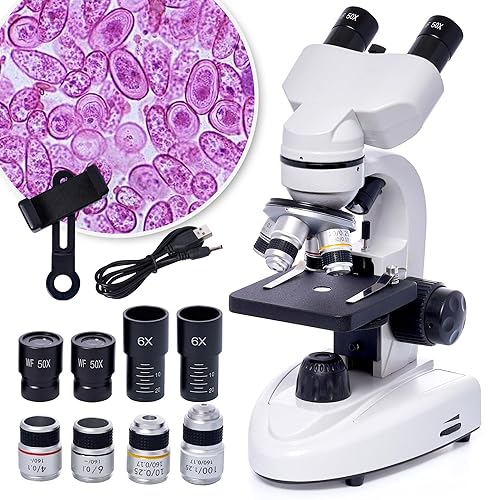 SELFIE CAT Binocular Compound Microscope 200X-5000X Magnification ...