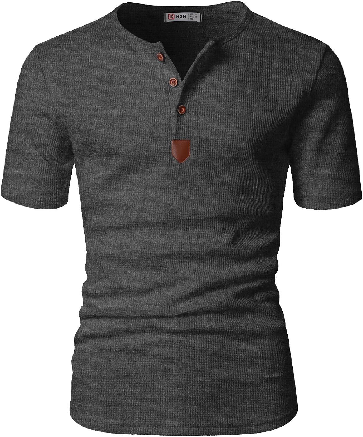 H2H Mens Casual Slim Fit Henley Shirts Short Sleeve Waffle Fabric at  Men’s Clothing store