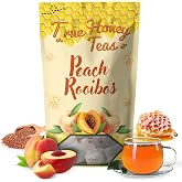True Honey Teas Peach Rooibos Tea Bags - All Natural Organic Rooibos with Dried Peach Juice - Herbal Caffeine-Free Blended with Honey Crystals - 24 Count