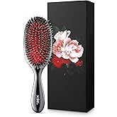 MISEL Professional Boar Bristle Hair Brush for Women and Men | Detangles All Natural Hair Types and Extensions | Reduces Breakage | Great for Wavy and Straight Hair | Salon-Approved | Medium