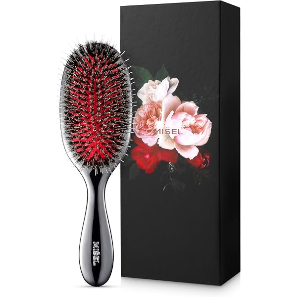 Marilyn Brush New Yorker Midtown Flat Brush - Natural Boar Bristle Hair Brush With Wood Handle