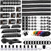 ELII 327 PCS Cable Management Kit 4 Cable Cable Sleeves,65 Cable Clips | 13Cord Holders,25 Roll Cable Organizer Straps,200 Fastening Cable Ties,20 Cable Zip Tie Mounts for Computer