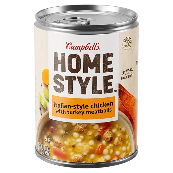 CAMPBELL’S HOMESTYLE ITALIAN-STYLE CHICKEN SOUP WITH TURKEY MEATBALLS, 16.1 OZ CAN