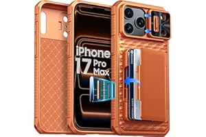 BSNRM for iPhone 17 Pro Max Case Wallet, Built-in Card Holder (4-5 Cards), RFID Blocking,Camera Control Button, Slide Camera Cover, Shockproof Rugged Phone Case for iPhone 17 Pro Max, Cosmic Orange