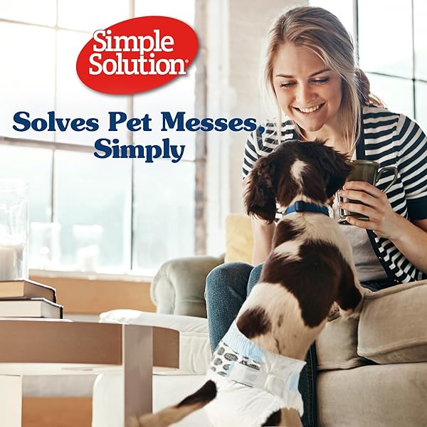 SIMPLE SOLUTION FEMALE DOG DIAPERS – DISPOSABLE DIAPERS FOR POTTY TRAINING, INCONTINENCE, AND HEAT CYCLE PROTECTION – LEAK-PROOF FIT FOR SMALL DOGS, 12–19 INCH WAIST – 30 COUNT