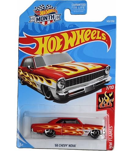 Amazon.com: Hot Wheels 2019 Hw Flames - '66 Chevy Nova, Black 143