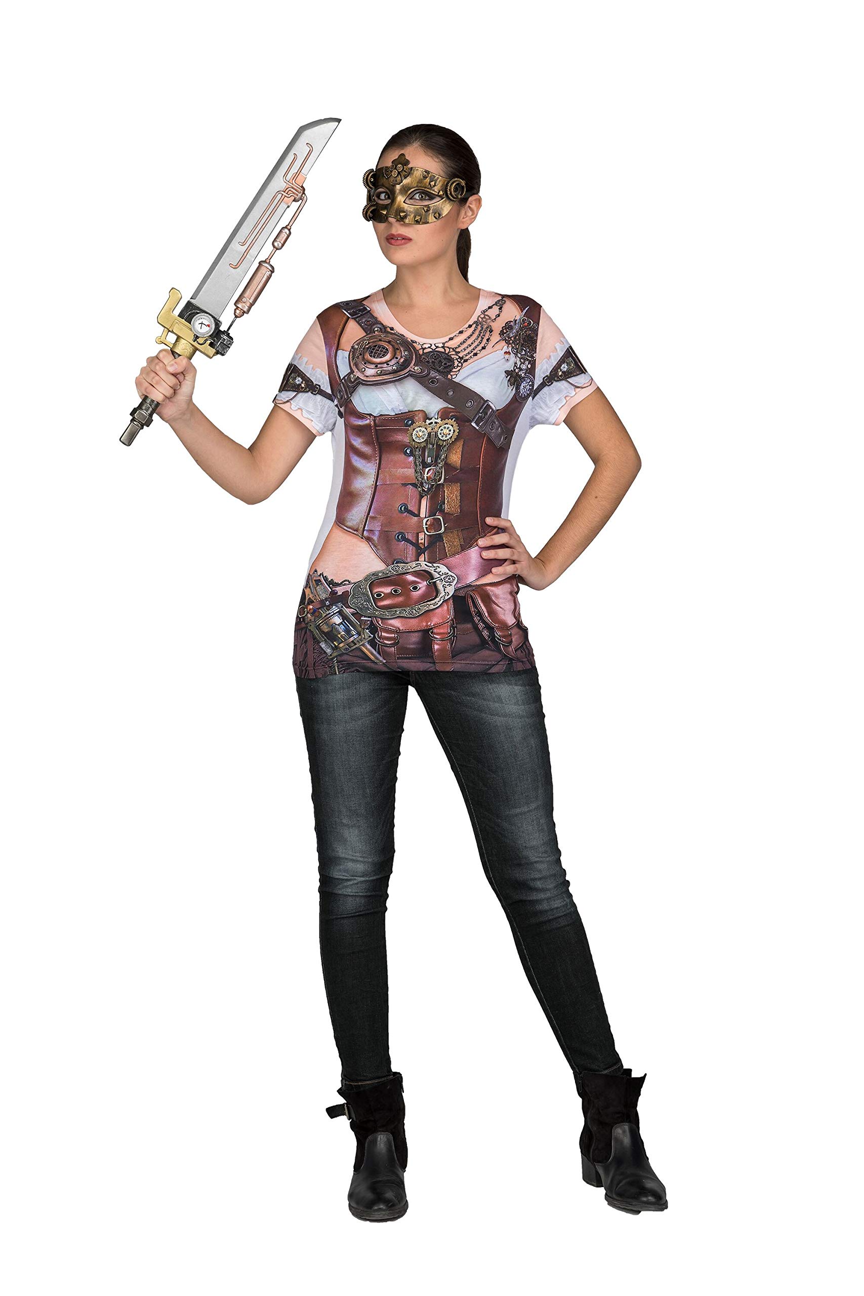 Viving Costumes Steam Punk Lady Short Sleeve T-Shirt, Large