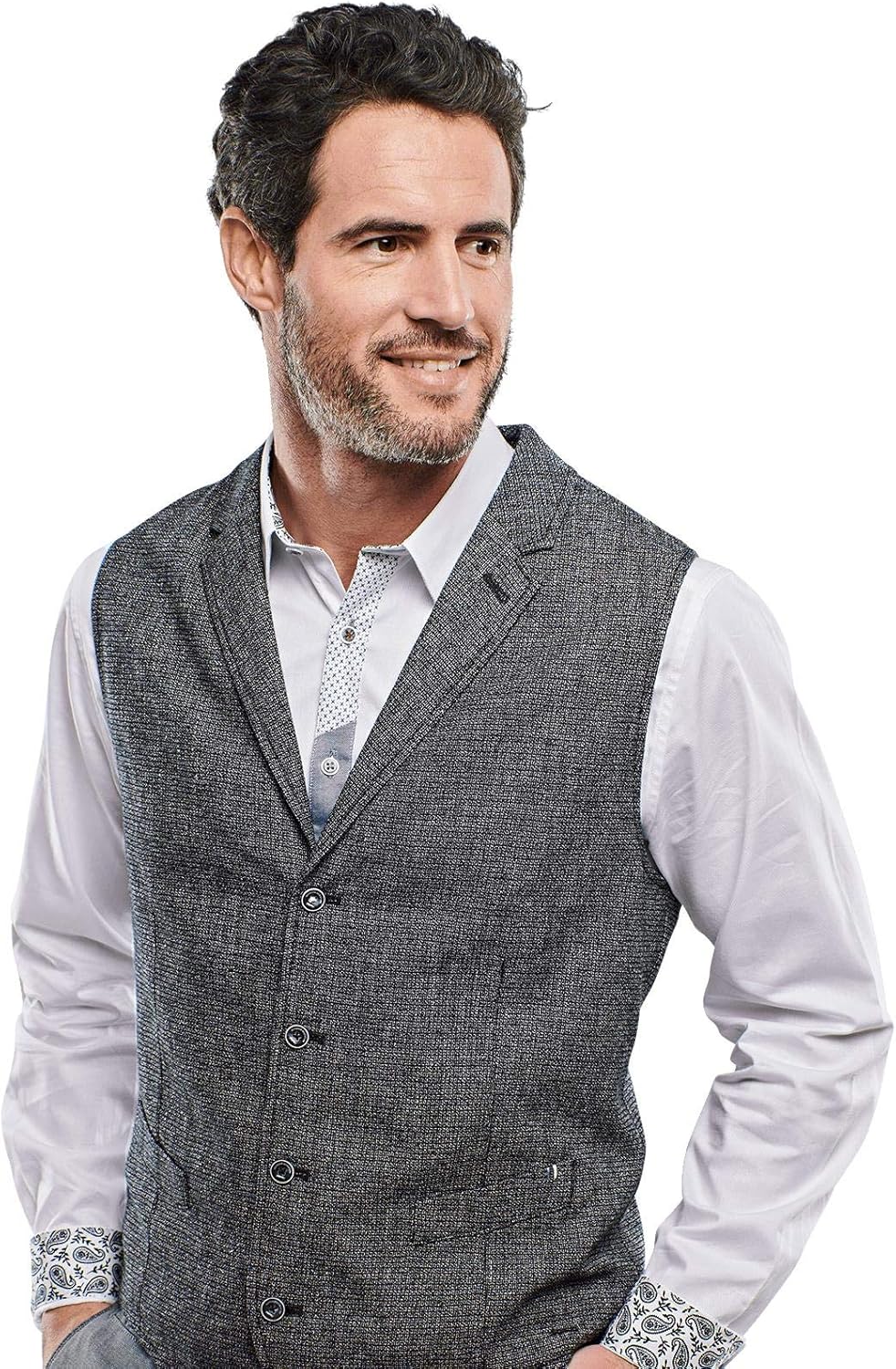 Herren Engbers Herren Strukturierte Sakko Weste 27045 Grau Bekleidung Luxdental Si