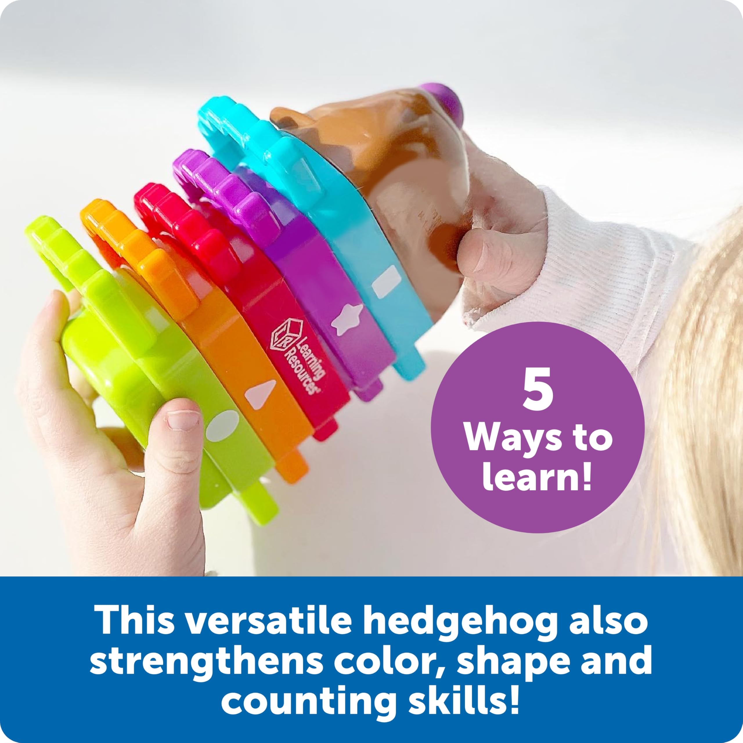 Learning Resources Spike the Fine Motor Hedgehog Rainbow Stackers - 6 Pieces, Ages 18+ months Stacking & Counting Toy for Toddlers, Montessori Toys
