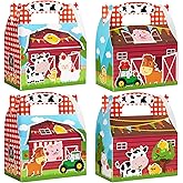 WERNNSAI 12 Pack Farm Party Boxes - Farm Animal Birthday Decorations Barnyard Party Gift Boxes for Kids Girls Boys Farmhouse Horse Cow Animal Themed Gift Candy Bags for Birthday Baby Shower Supplies
