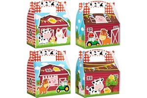 WERNNSAI 12 Pack Farm Party Boxes - Farm Animal Birthday Decorations Barnyard Party Gift Boxes for Kids Girls Boys Farmhouse Horse Cow Animal Themed Gift Candy Bags for Birthday Baby Shower Supplies