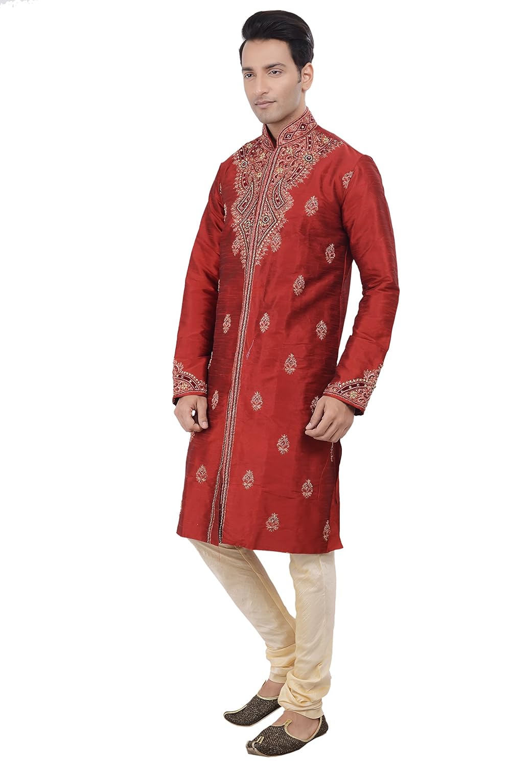 ethnic indian designer off-white kurta sherwani for men 2pc suits