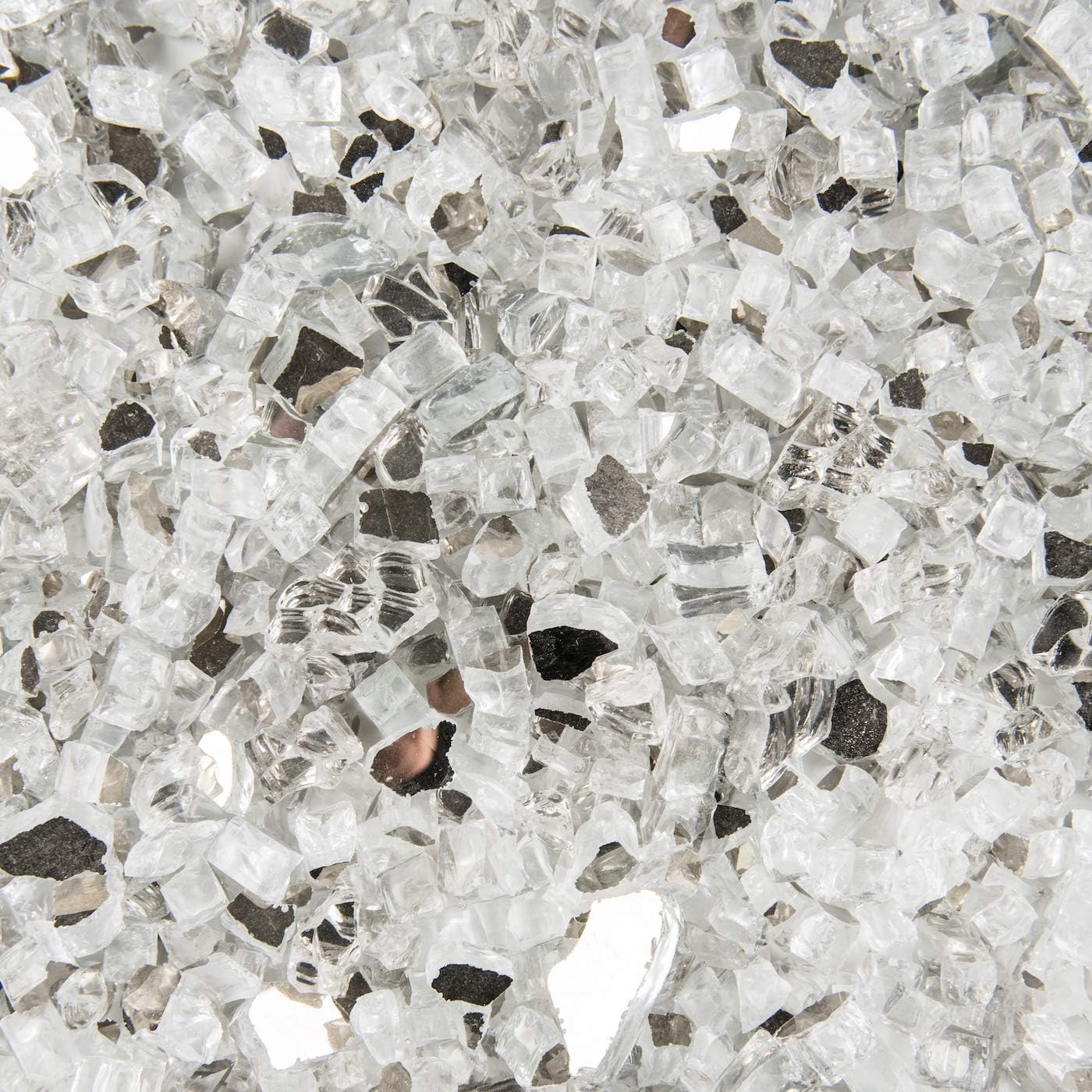 Vibrant Luster 1/2" Silver Metallic Medium - (10 Pound Bag) Reflective Titanium/Gray Style Fire Glass Rock for Fireplace and Fire Pit