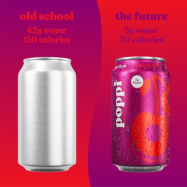 POPPI SPARKLING PREBIOTIC SODA BEVERAGE WITH APPLE CIDER VINEGAR, SELTZER WATER AND FRUIT JUICE, CHERRY COLA, 12 FL OZ, 1 COUNT, PACKAGING MAY VARY