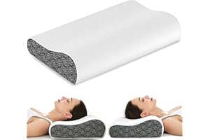 Joynox Memory Foam Pillows for Neck Pain Relief, Cooling Neck Pillow for Sleeping, Ergonomic Cervical Neck Support Pillow with Breathable Pillowcase for Side Back Stomach Sleepers