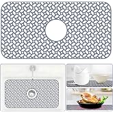 Silicone Sink Protectors for Kitchen Sink, 24.8"x12.9" Kitchen Sink Grid Accessory, Heat-Resistant, Non-Slip Silicone Grid Mat for Bottom of Stainless Steel &amp; Farmhouse Sinks, Center Drain (Gray)