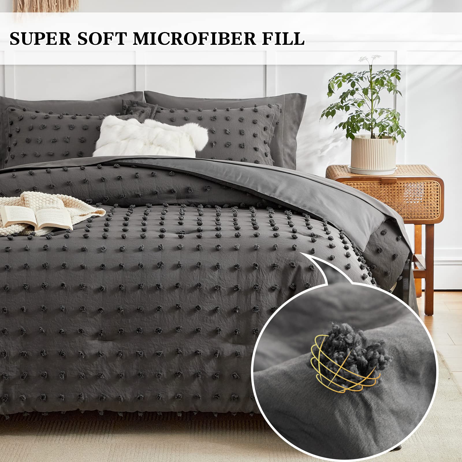 7 Pieces Tufted Dots Bed in a Bag King Comforter