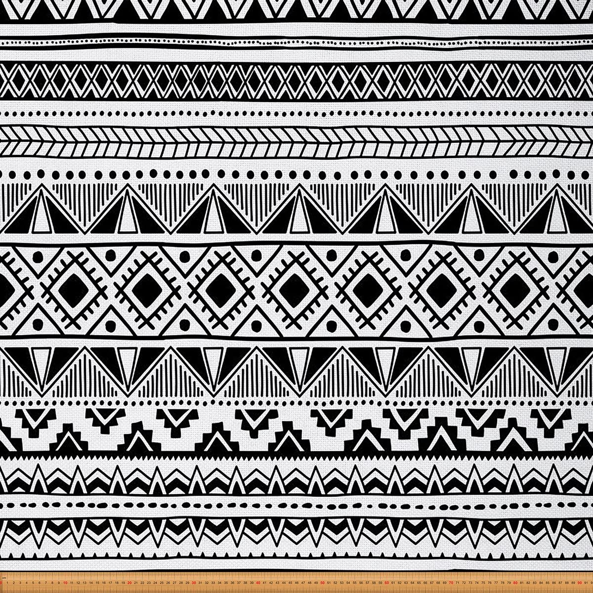 Boho Striped Fabric by The Yard Aztec Upholstery Fabric for Chairs Bohemian Retro Style Decorative Fabric for Upholstery and Home Accents White and Black 3 Yards