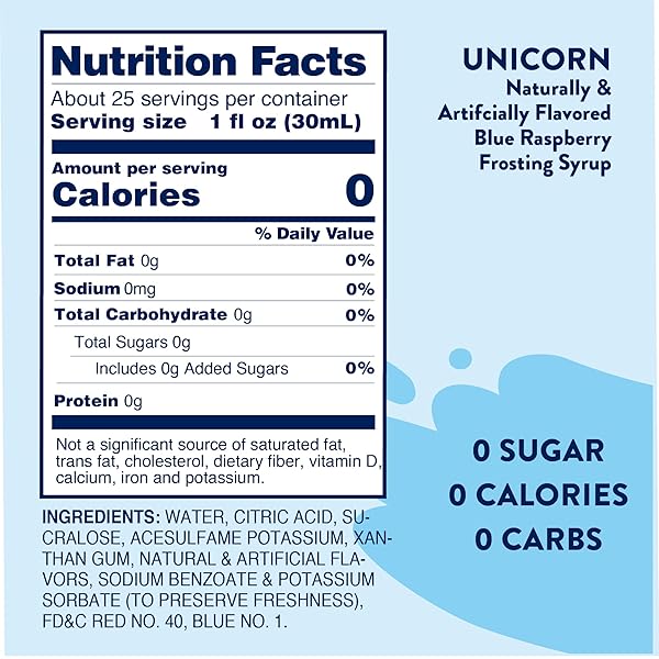 JORDAN’S SKINNY MIXES SUGAR FREE SYRUP, UNICORN FLAVOR, FRUIT FLAVORED WATER ENHANCER, DRINK MIX FOR ICED TEA, LEMONADE, DRINKS, LOW CALORIE WATER FLAVORING, DAIRY & GLUTEN FREE, KOSHER, 25.4 FL OZ