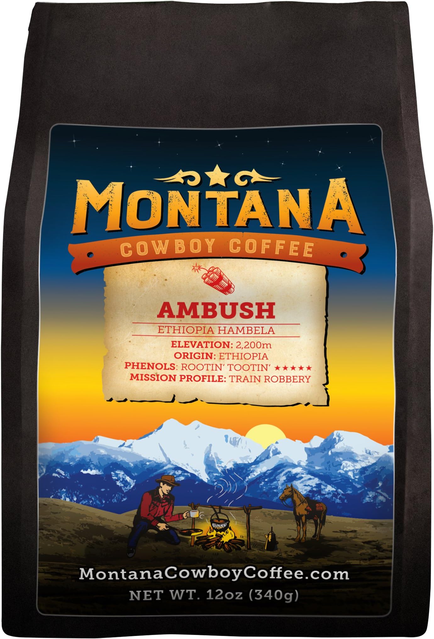 Montana Cowboy Coffee - AMBUSH, Whole Bean 12oz