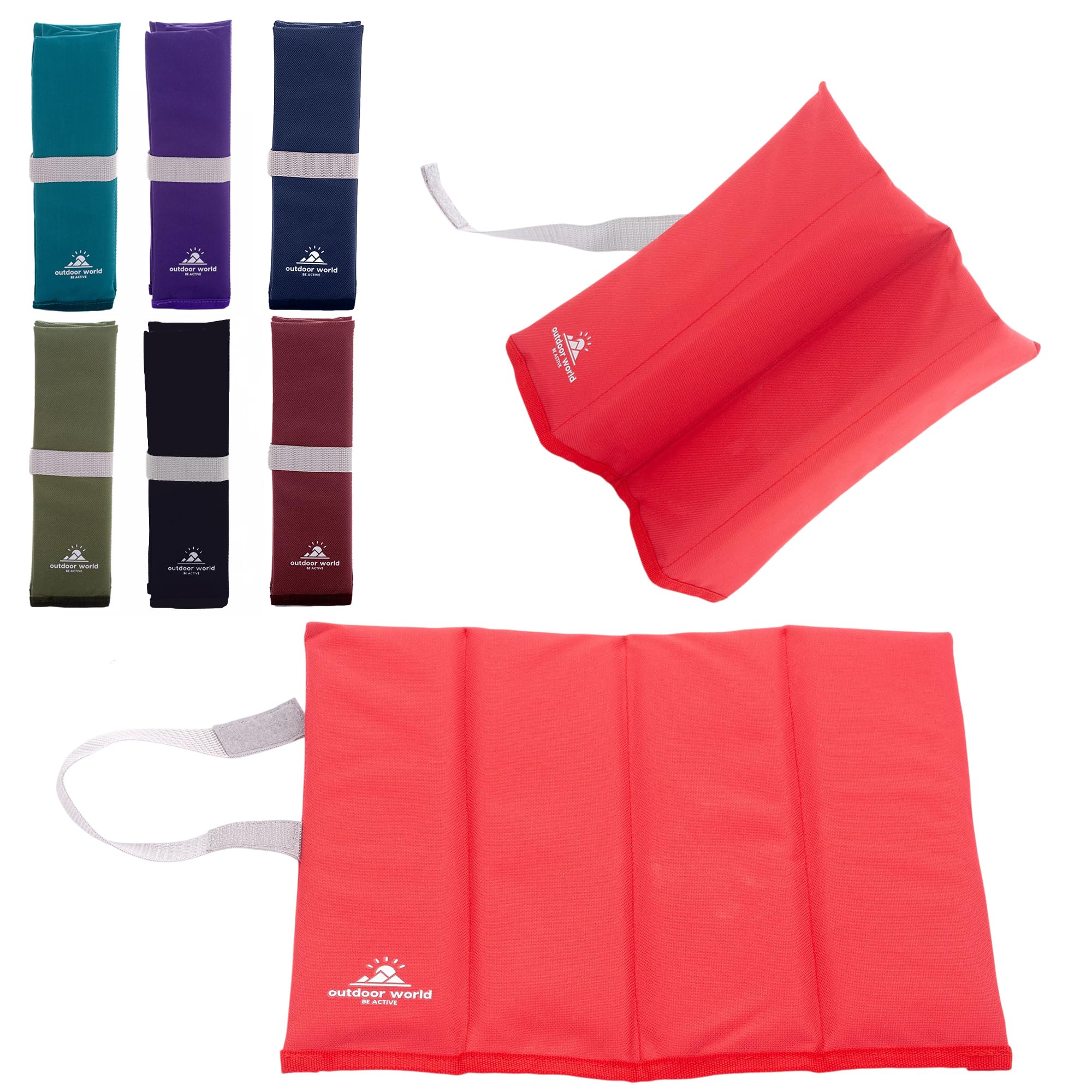 Outdoor World Folding Sit Mat – Lightweight Waterproof Foam Seat Pad for Camping, Hiking, Festivals & Picnics – Compact Foldable Cushion for Outdoor, Stadiums & Garden Use (Red)