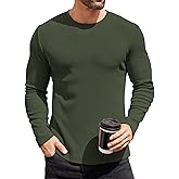 COOFANDY Mens Long Sleeve Shirts Thermal T-Shirt Slim Fit Crewneck Sweater Knitted Pullover Shirt