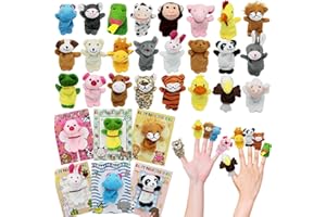 VEALIZUU 24 Packs Valentine's Day Plush Animal Finger Puppet Toys Sets, Valentines Day Cards Gifts for Kids Valentines School Classroom Exchange Gift, Valentines Party Favors