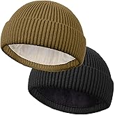 ROYBENS Wool Fisherman Beanie for Men Women, Knit Cuffed Fleece Lined Beanies Winter Warm Hat Skull Cap Unisex