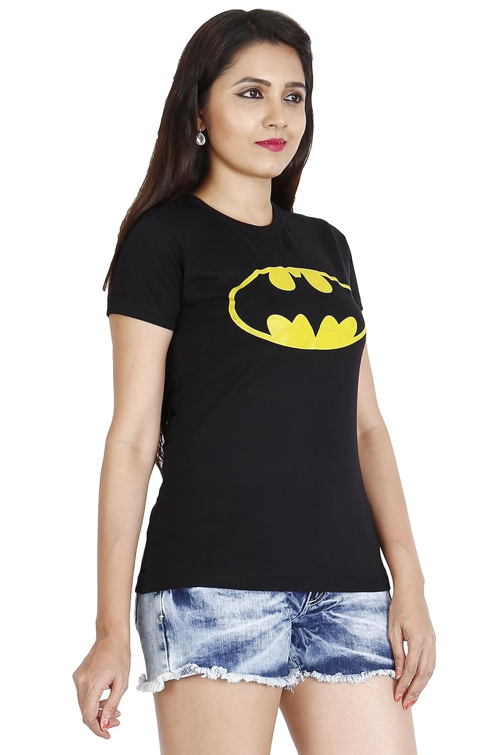 adalicia women's batman logo printed cotton round neck cotton t-shirt