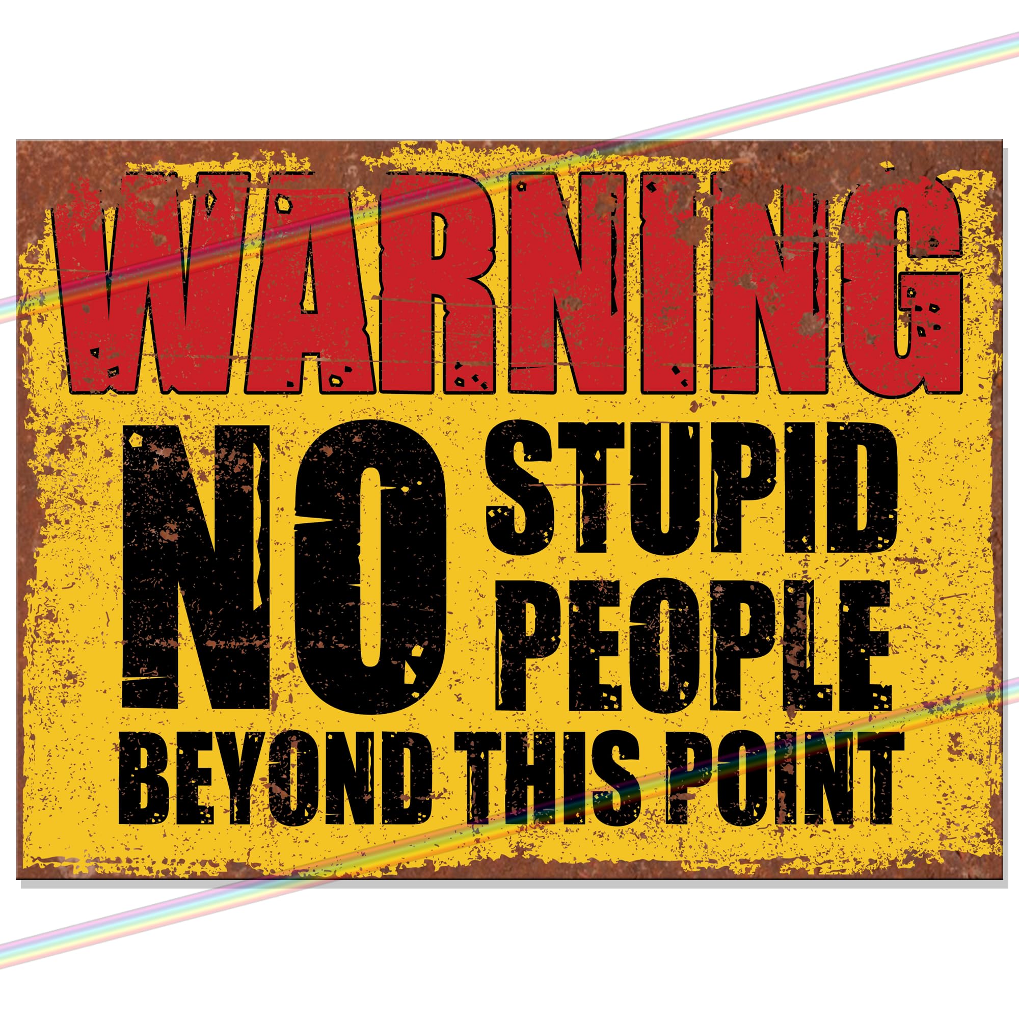 Warning No Stupid People Funny Metal Bar Sign Bar Accessories Home Pub Retro Outdoor Garden Bar Wall Plaque Man Cave Father's Day Gift Memorabilia bar sign 20cm x 15cm