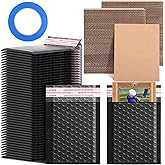 Tatuo 301 Pcs Trading Card Shipping Protector Set Include 200 Corrugated Cardboard Sheets Inserts 100 Poly Bubble Mailers Padded Envelopes and Masking Tape(Black)